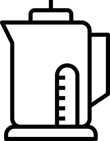 Vattenkokare Kaffekanna Ikon Kontur Stil — Stock vektor