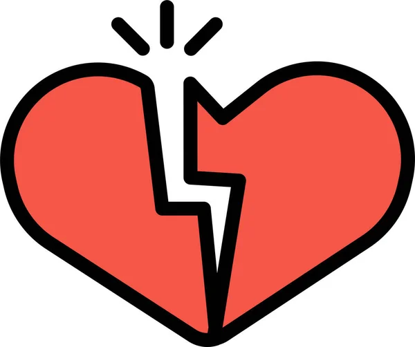 Gebrochenes Herz Herzschmerz Symbol Ausgefülltem Outline Stil — Stockvektor