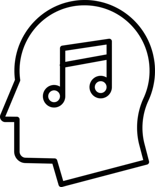 Muzyka Umysł Myślenie Ikona Zarysie Styl — Wektor stockowy