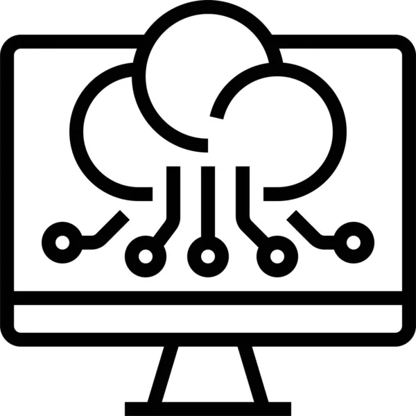 Cloud Computing Technologia Chmury Cyfrowej Ikona Chmury Zarysie Stylu — Wektor stockowy