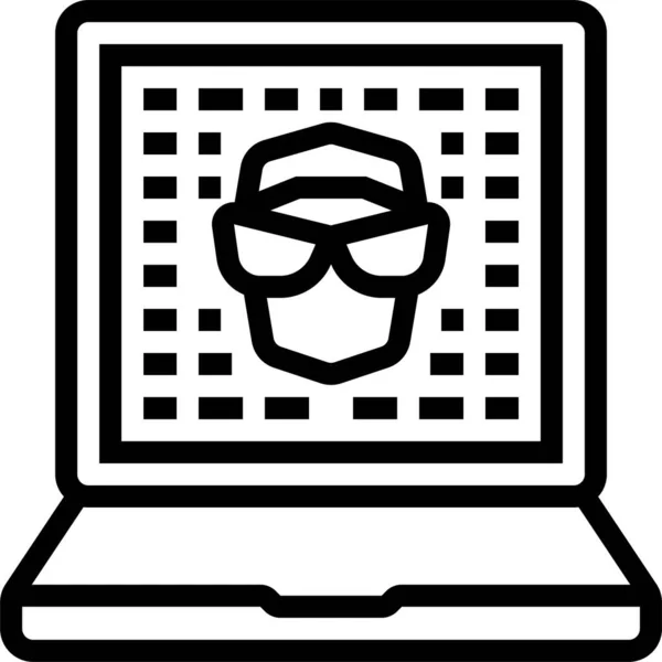 Anonieme Cybercrime Hacker Pictogram Omtrek Stijl — Stockvector