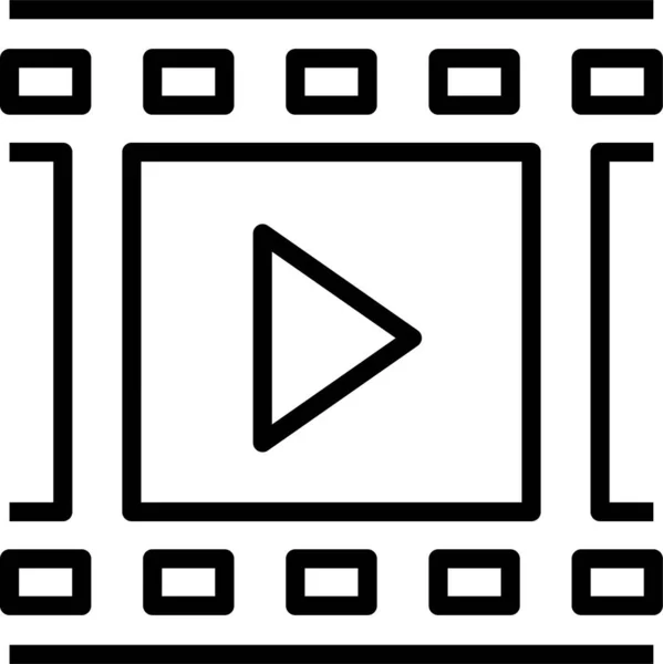 Εικονίδιο Κουμπιού Αναπαραγωγής Ταινιών Στυλ Περίγραμμα — Διανυσματικό Αρχείο