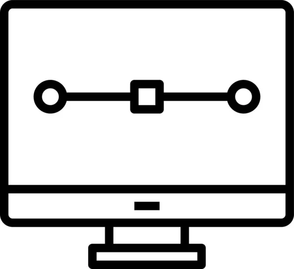 Icône Écran Moniteur Bézier Dans Style Contour — Image vectorielle