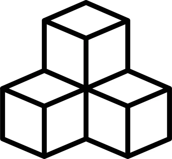 Würfel Boxen Quadrate Symbol Umriss Stil — Stockvektor