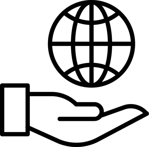 Handgeste Globale Ikone Umrissstil — Stockvektor