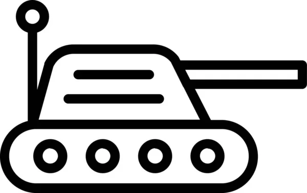 Tank Spielzeug Fahrzeug Ikone Umriss Stil — Stockvektor