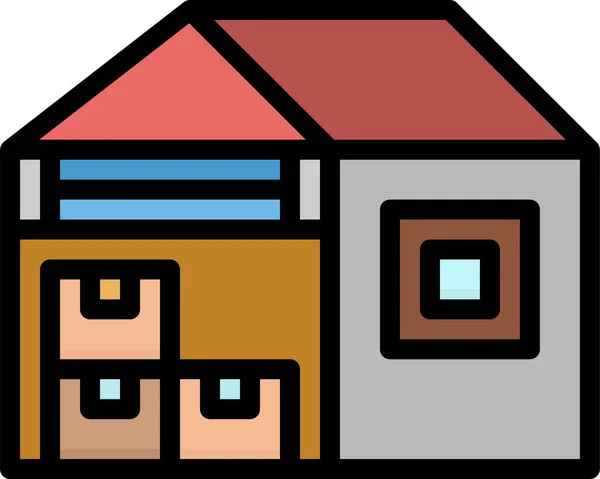 Edificios Fábricas Stock Icono Categoría Envío Entrega Cumplimiento — Vector de stock