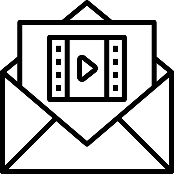 Poštovní Ikona Videa Stylu Osnovy — Stockový vektor