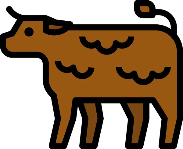 Icône Vache Boucherie Animale Dans Style Contour Rempli — Image vectorielle