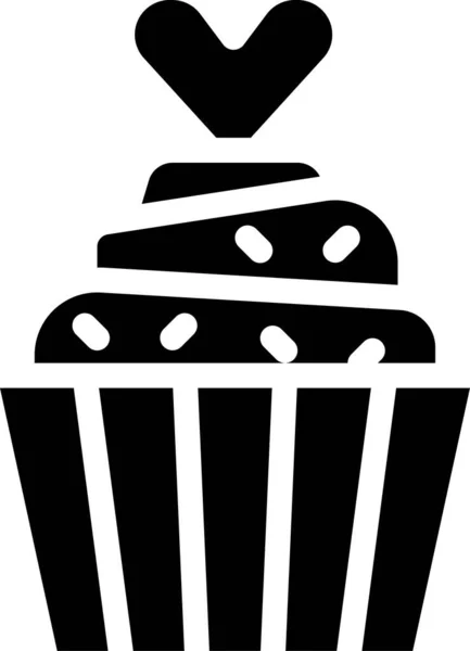 Bithday Cupcake Postre Icono Estilo Sólido — Archivo Imágenes Vectoriales