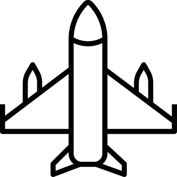 Fighter Jet Airplane Icon Outline Style — Stock Vector