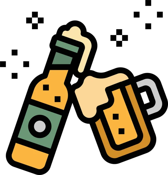 Alcohol Beer Bottle Icon Filled Outline Style — Stock Vector