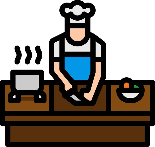 Cuisinier Cuisinier Icône Cuisinière — Image vectorielle