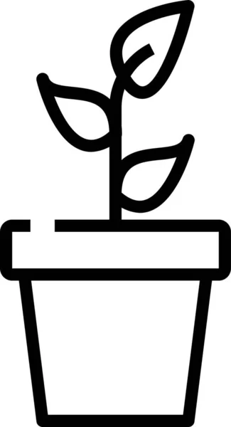 Növény Kertészeti Pot Ikon Körvonalazott Stílusban — Stock Vector
