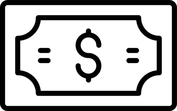 Dinero Efectivo Icono Billete Estilo Esquema — Vector de stock