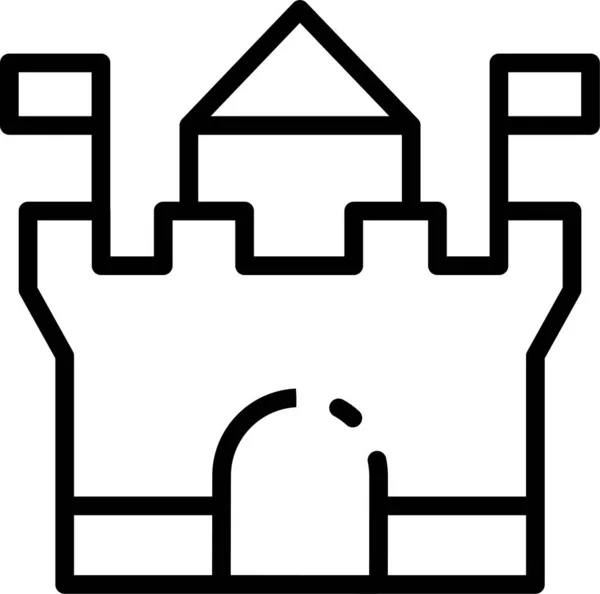 城堡建筑图标的轮廓风格 — 图库矢量图片