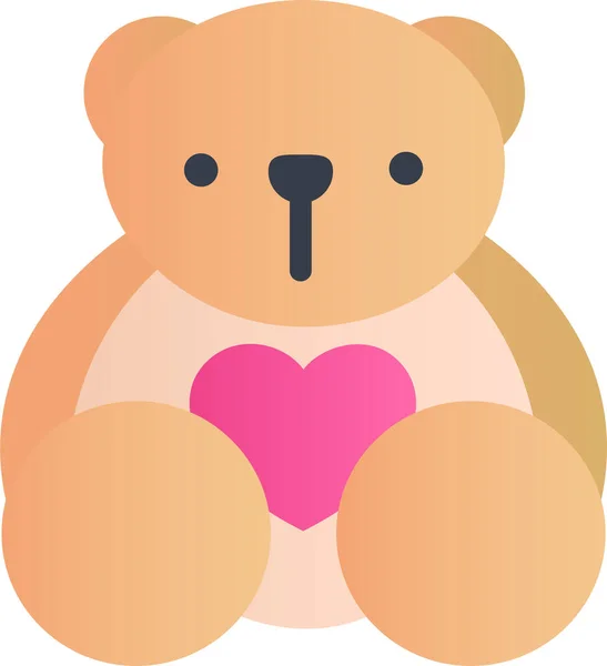 Bear Teddy Animal Icon Flat Style — Stock Vector