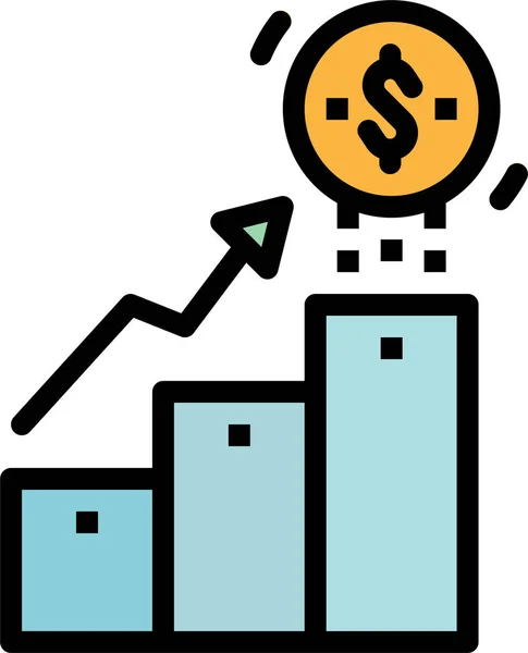 Business Goal Graph Icon Filled Outline Style — Vetor de Stock