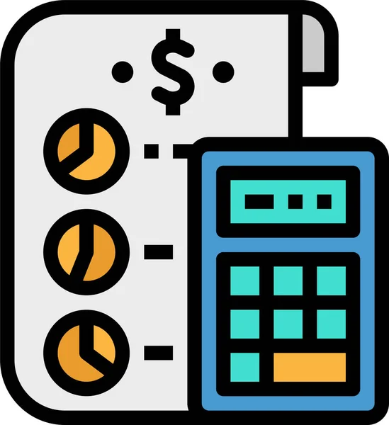 Business Calculator Kosten Pictogram Gevulde Outline Stijl — Stockvector