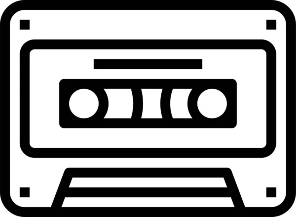 Cassette Music Player Icon Outline Style — Stock Vector