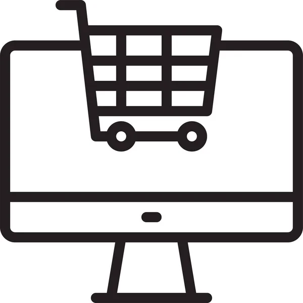Εμπόριο Εικονίδιο Online Πώληση Στυλ Περίγραμμα — Διανυσματικό Αρχείο