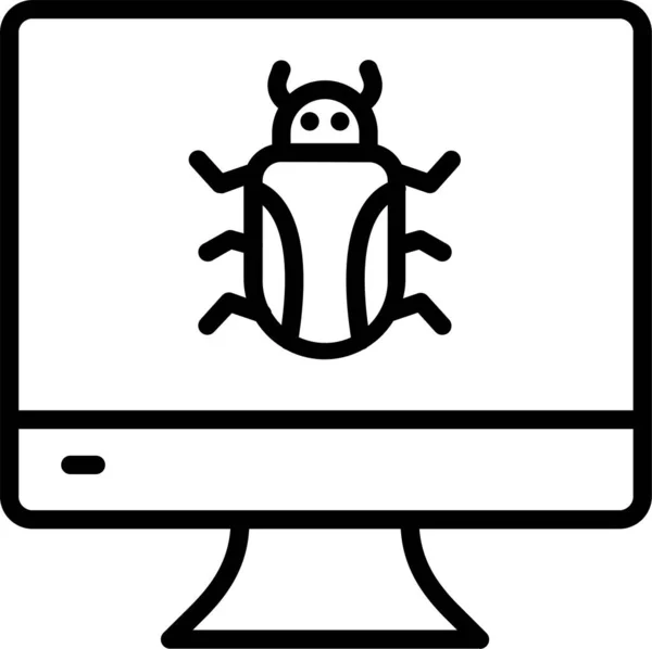 Monitor Scherm Technologie Pictogram Grote Lijnen Stijl — Stockvector