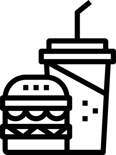 Burger Cola Dranken Pictogram Omtrek Stijl — Stockvector