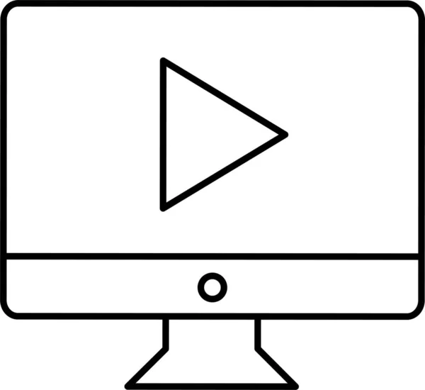 Video Bildschirm Symbol Umrissstil Abspielen — Stockvektor
