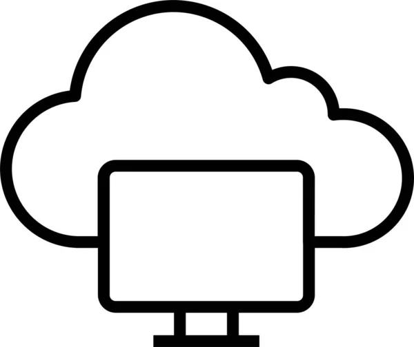 Icône Serveur Cloud Computing Dans Style Contour — Image vectorielle