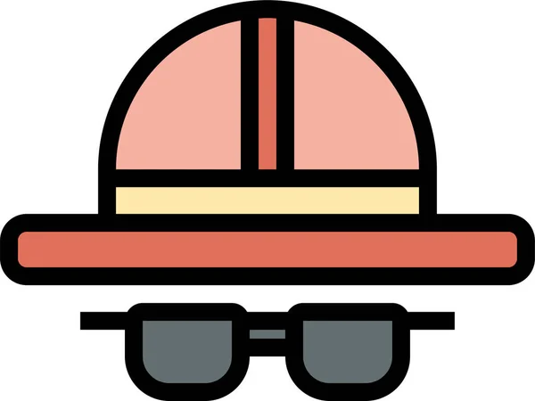 Chapéu Óculos Sol Ícone Estilo Esboço Preenchido —  Vetores de Stock