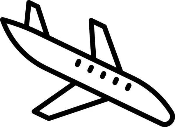 Ikonen För Landning Flygplan Konturstil — Stock vektor