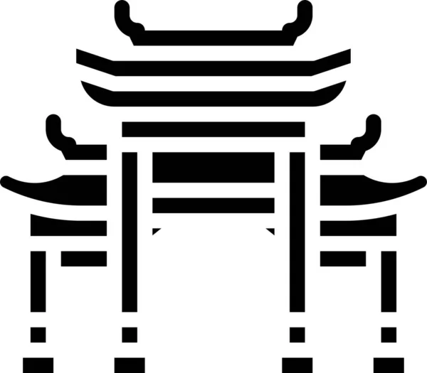 Arquitectura China Icono Chino Estilo Sólido — Archivo Imágenes Vectoriales