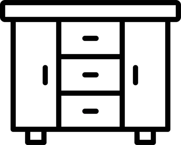 Cabinet Drawer Closet Icon Outline Style — Stock Vector