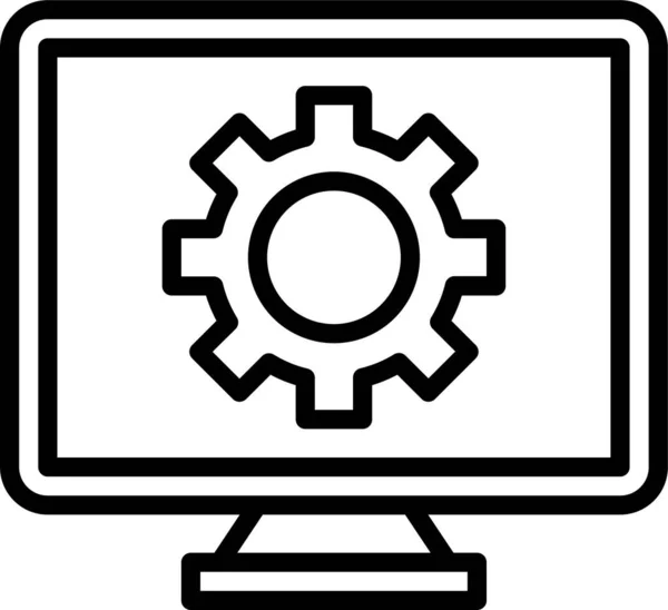 Setting Cogwheel Screen Icon Outline Style — Stock Vector