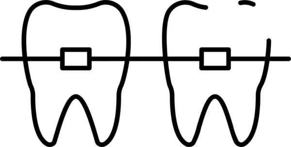 Ağız Diş Ikonu Ana Hatları Biçiminde — Stok Vektör