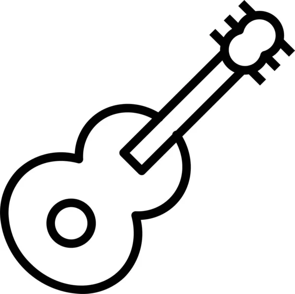 Icono Música Guitarra Acústica Estilo Esquema — Archivo Imágenes Vectoriales