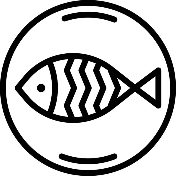 魚料理のアイコンをアウトラインスタイルで — ストックベクタ