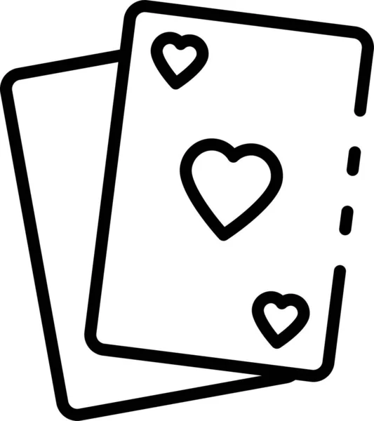 Icône Carte Poker Coeur Dans Style Contour — Image vectorielle