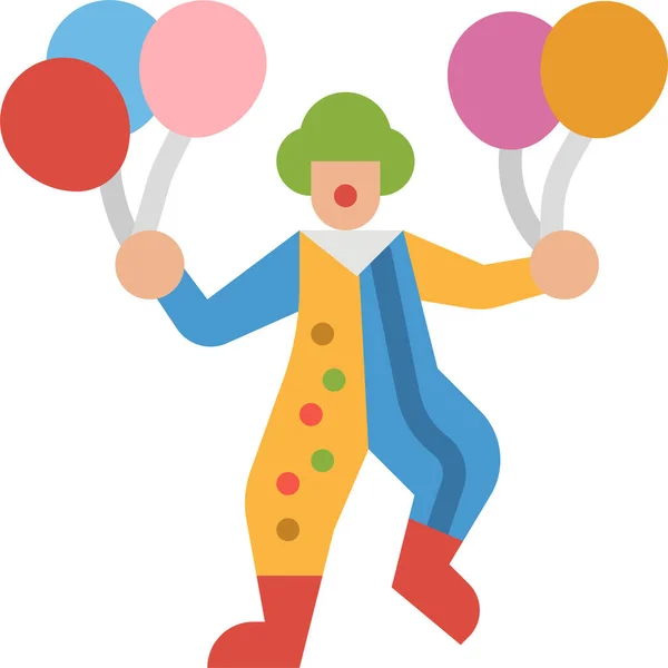 Icono Comediante Payaso Cumpleaños Categoría Eventos Entretenimiento — Vector de stock