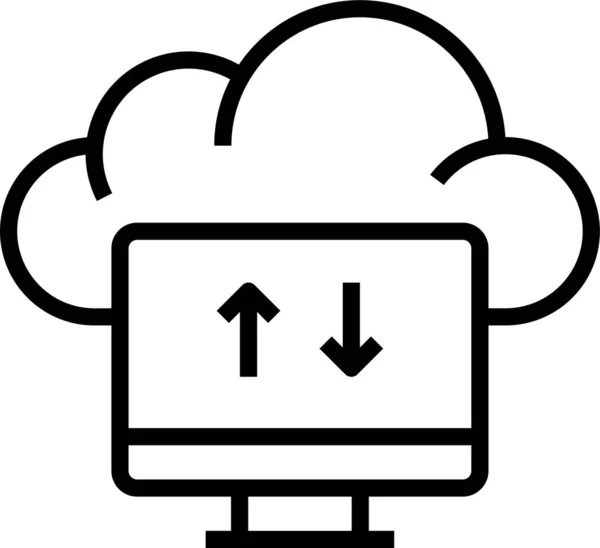 Écran Moniteur Icône Téléchargement Dans Style Contour — Image vectorielle