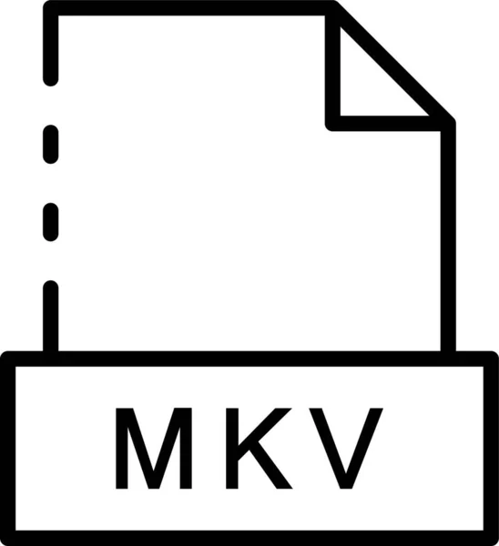 Icône Format Extension Mkv Dans Style Contour — Image vectorielle