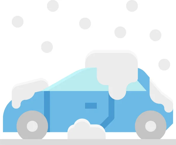 Car Snow Snowflake Icon Flat Style — Stock Vector