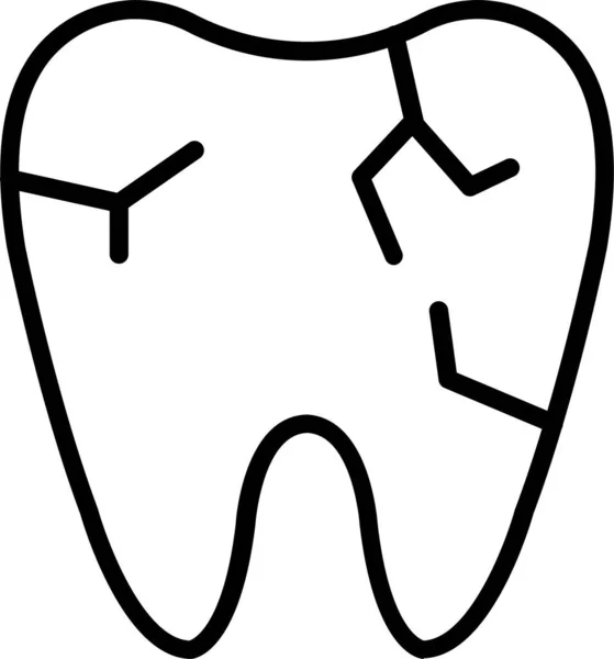 Tandläkare Brutna Tänder Ikon Kontur Stil — Stock vektor