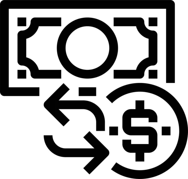 货币兑换银行图标的轮廓风格 — 图库矢量图片