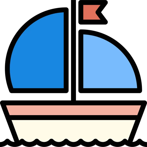 Viaje Barco Descanso Icono Estilo Contorno Lleno — Vector de stock