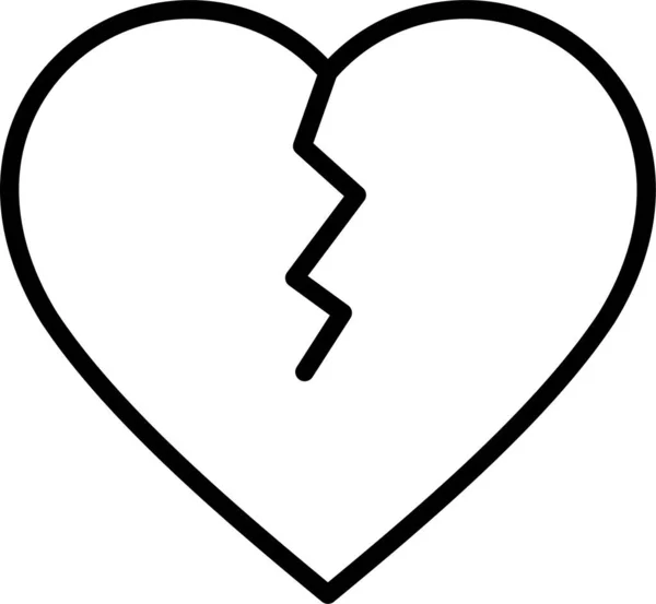 Heart Broken Love Icon Outline Style — Stock Vector