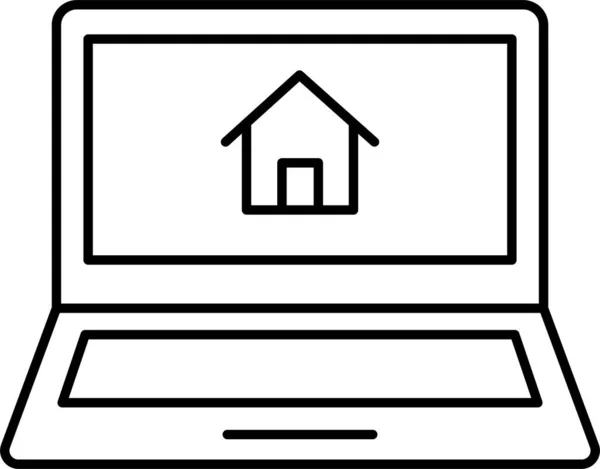 Laptop Screen House Icon — Stock Vector