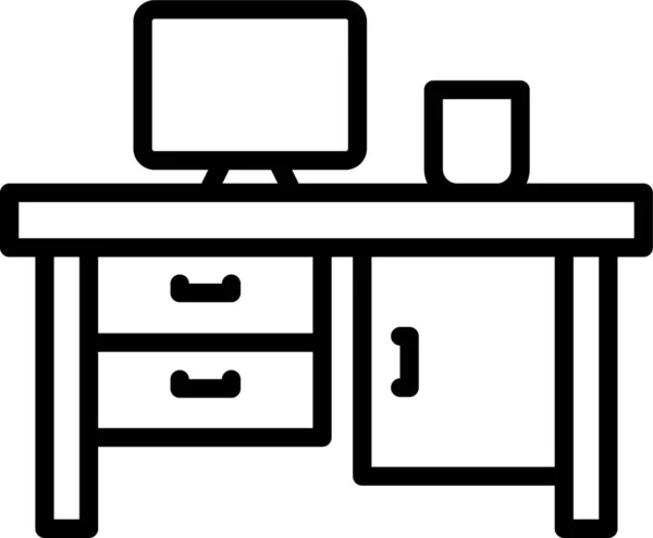 Escritorio Mesa Del Ordenador Icono Estilo Esquema — Archivo Imágenes Vectoriales