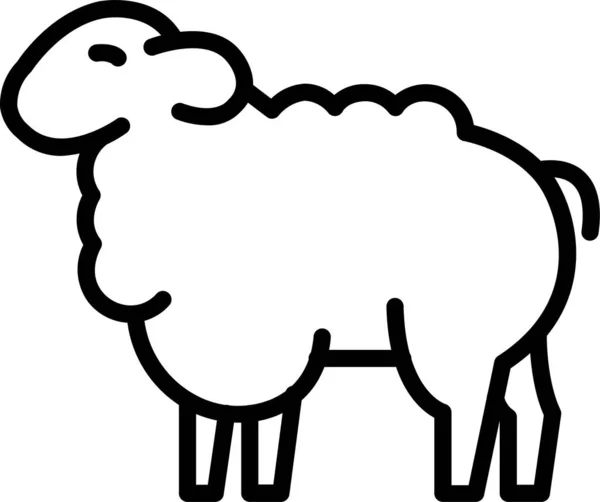 Icône Agneau Laine Mouton Dans Style Contour — Image vectorielle