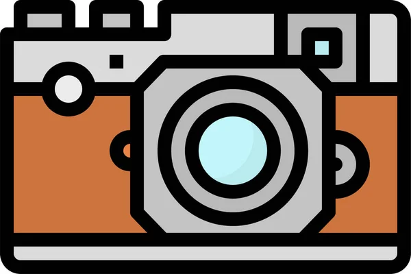 Camera Compact Photo Icon Filled Outline Style — Stock Vector